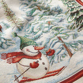 Dekorativt panelstof Gobelin snemand – karminrød/lysebeige, 