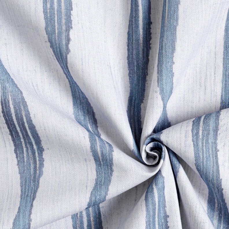 Dekorationsstof Halvpanama bølgede striber – blå,  image number 3