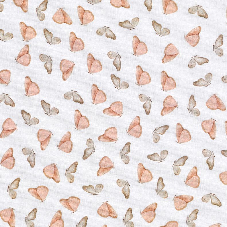 Bomuldspoplin fine sommerfugle Digitaltryk – hvid,  image number 1