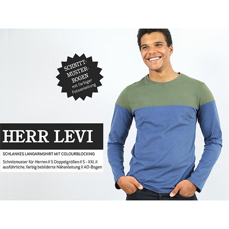 HERR LEVI langærmet shirt med colourblocking | Studio klippeklar | S-XXL,  image number 1