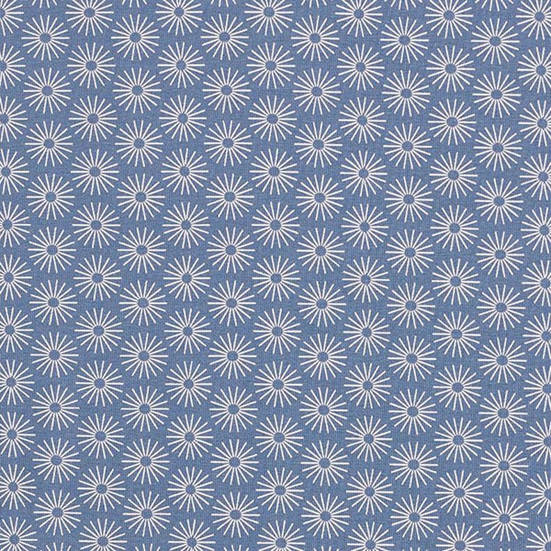 Bomuldsjersey skinne blomster – jeansblå,  image number 1
