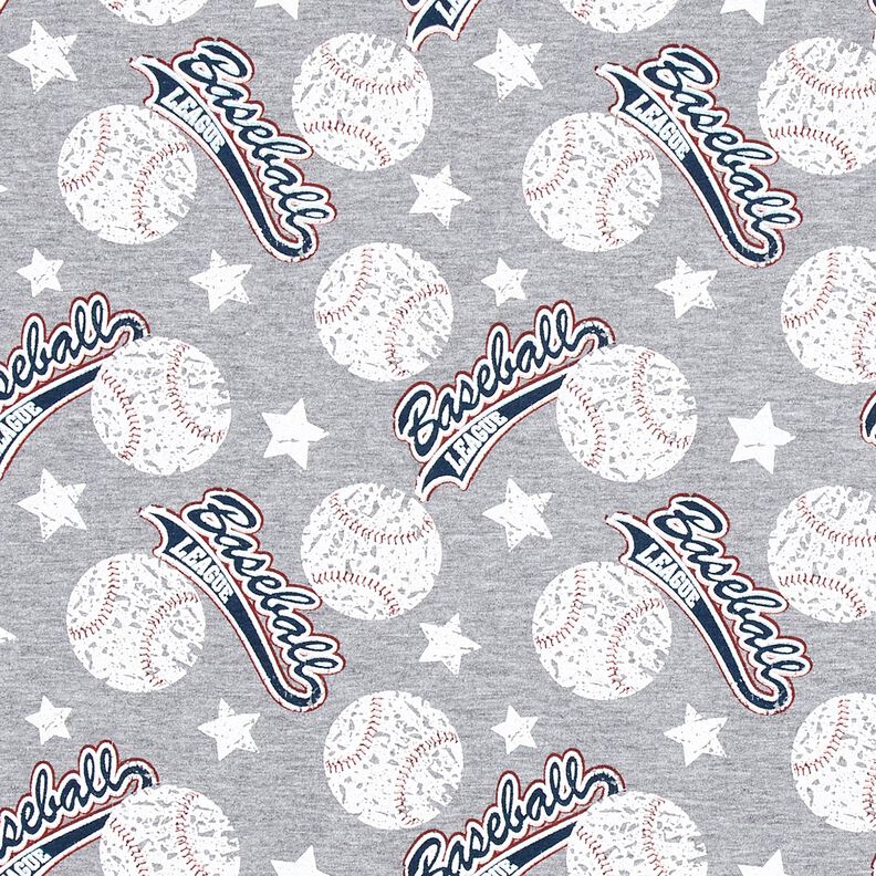 French Terry Sommersweat Baseball – sølv/hvid,  image number 1