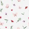 Bomuldspoplin blomster og sommerfugle – hvid,  thumbnail number 1
