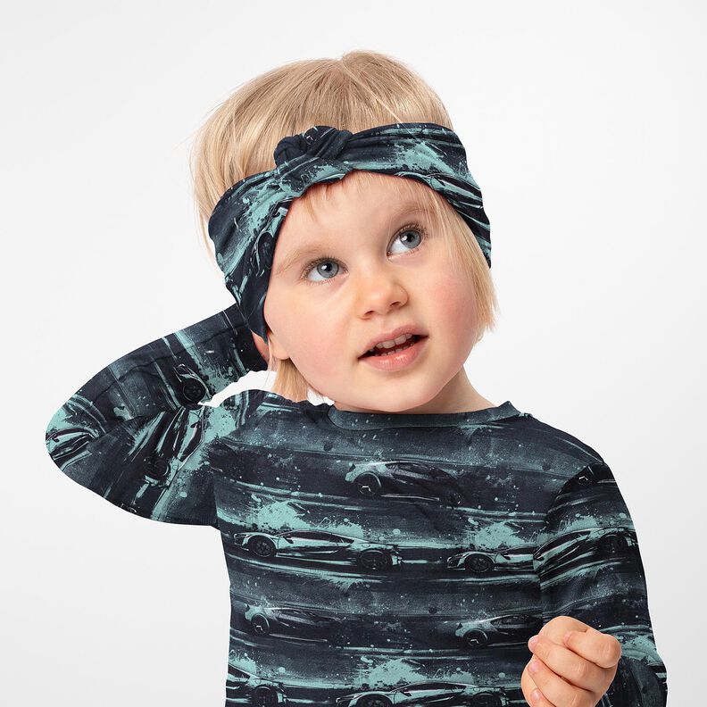 Bomuldsjersey racerbil Digitaltryk – sort/perlegrå,  image number 5