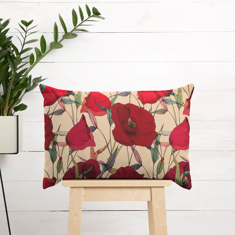 Outdoor stof Canvas Valmuer &ndash; beige/karminr&oslash;d,  image number 8