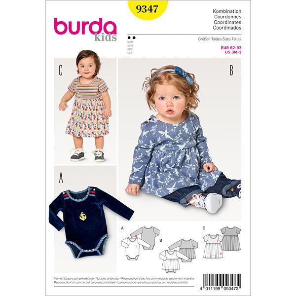 Babykjole | Body, Burda 9347 | 62 - 92,  image number 1