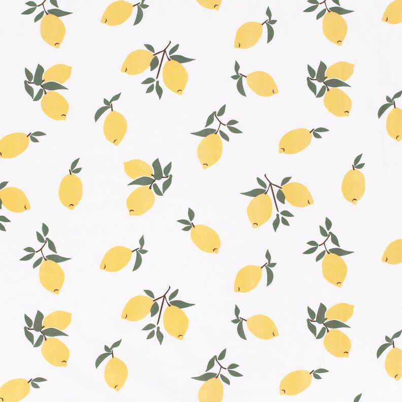 Bomuldsjersey store citroner – elfenben/guld,  image number 1