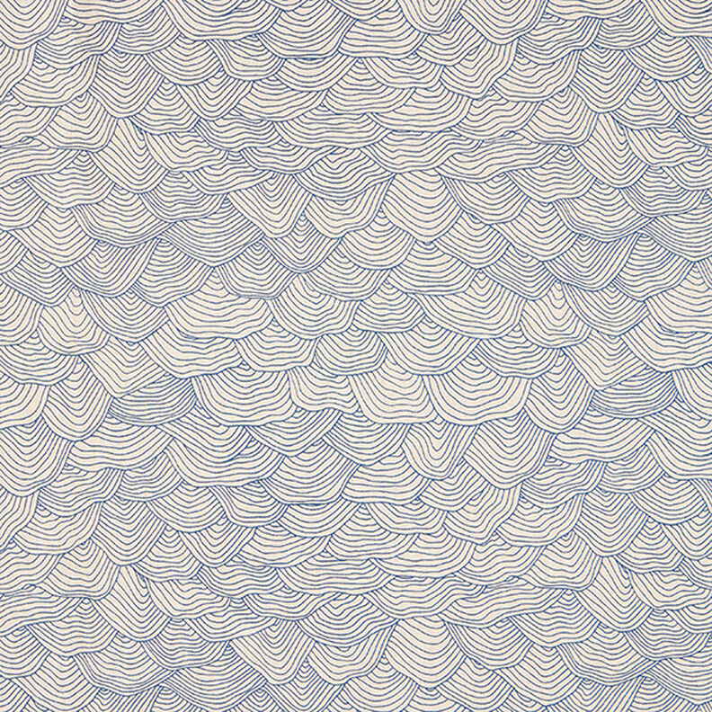 Dekorationsstof Halvpanama bølgemønster – kongeblå/natur,  image number 1