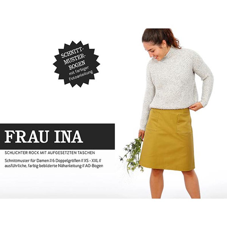 FRAU INA - enkel nederdel med påsatte lommer, Studio Schnittreif  | XS -  XXL,  image number 1