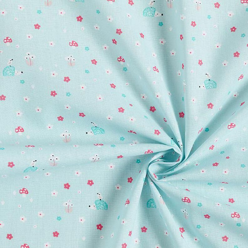 Poplin pindsvin og svampe – babyblue,  image number 3