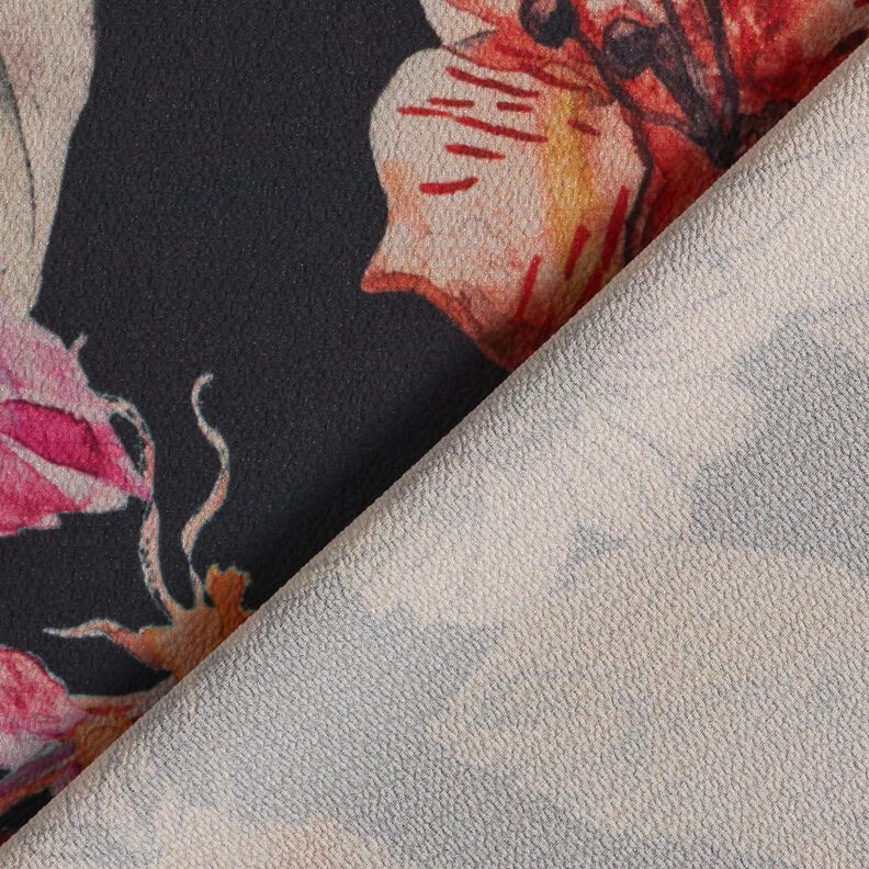 crêpe Chiffon blomstermaleri – sort,  image number 4