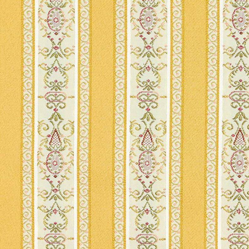 Møbelstof Jacquard Biedermeier Striber – creme/gul,  image number 1