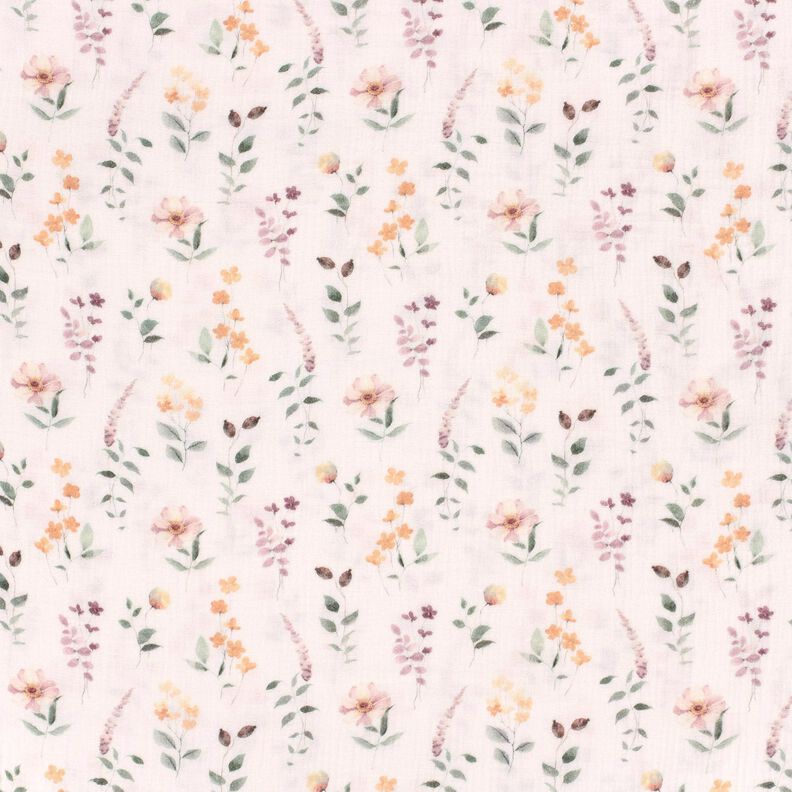 Musselin/Dobbelt-Crincle stof Vild eng Digitaltryk &ndash; hvid,  image number 1