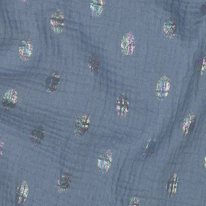 Musselin/Dobbelt-Crincle stof prikker Folietryk | by Poppy – blågrå,  image number 2