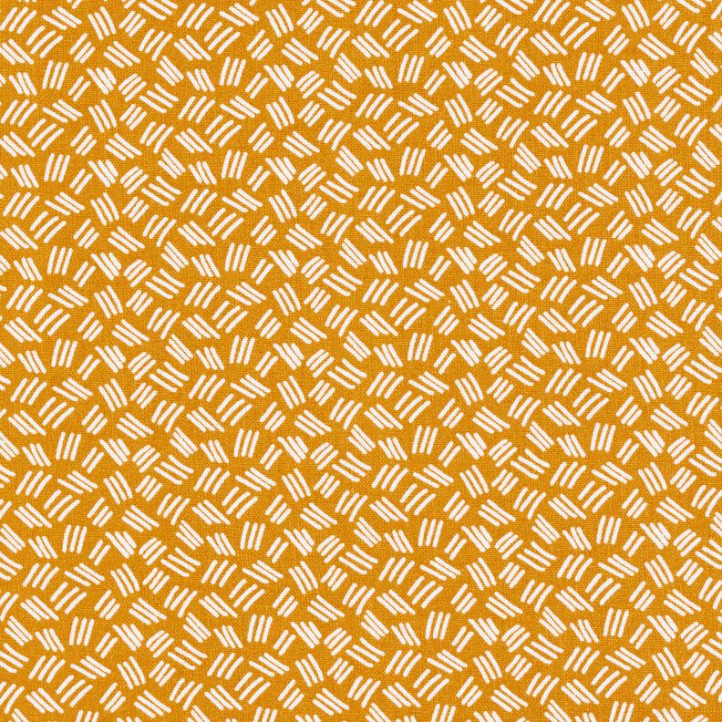 Bomuldsstof Cretonne små streger – karrygul,  image number 1