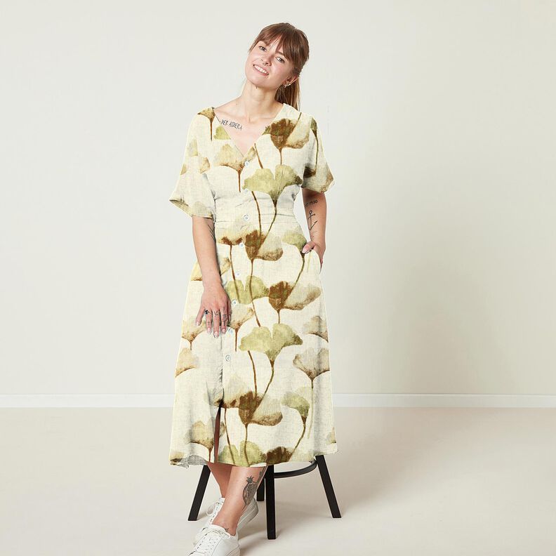 Viskose-hør-miks Ginkgo – lysebeige/kastaniebrun,  image number 5