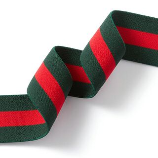 Stribet elastikbånd [40 mm] – mørkegrøn/rød, 