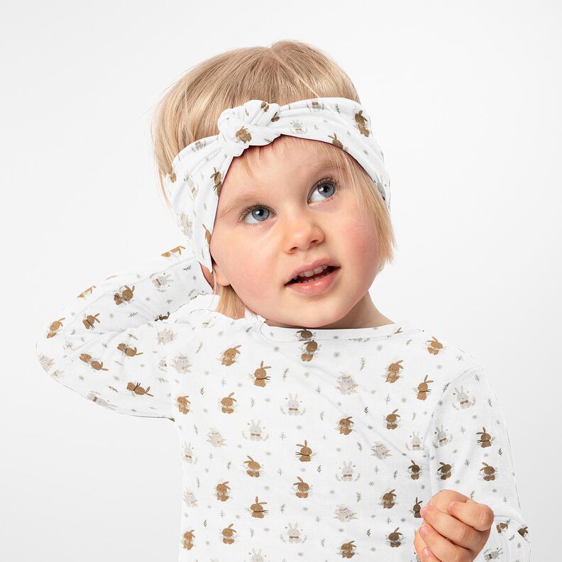 Bomuldsjersey søde harekillinger Digitaltryk – elfenben,  image number 5