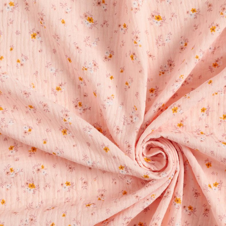 Musselin/Dobbelt-Crincle stof Romantiske blomster – rosé,  image number 3