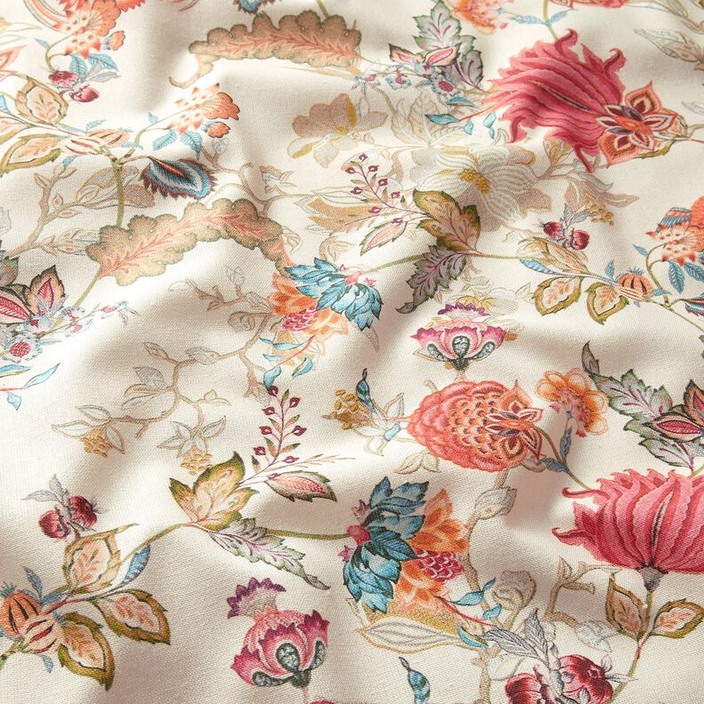 Dekorationsstof Canvas abstrakte dahliaer &ndash; creme/malve,  image number 2