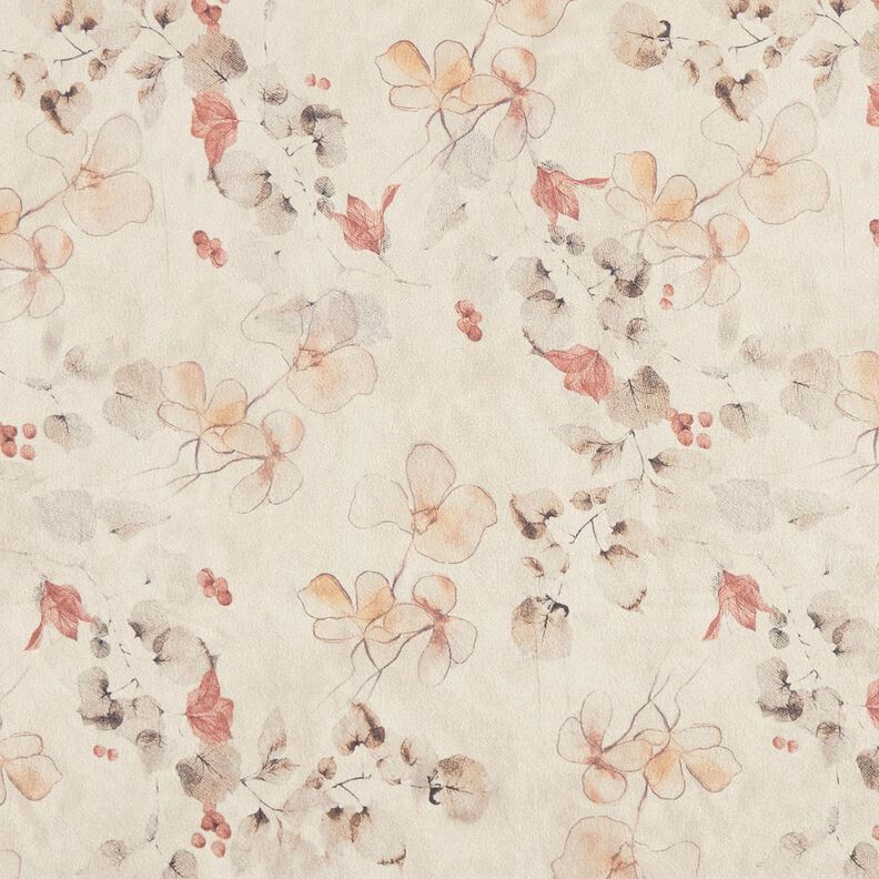 stretchvelour med sherpabagside og fine blomster | Katia Fabrics – natur,  image number 1