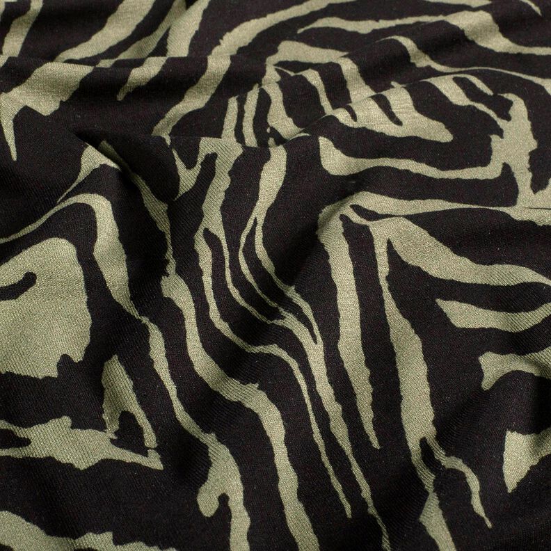 Viskosejersey Zebraprint – lys kaki/sort,  image number 2