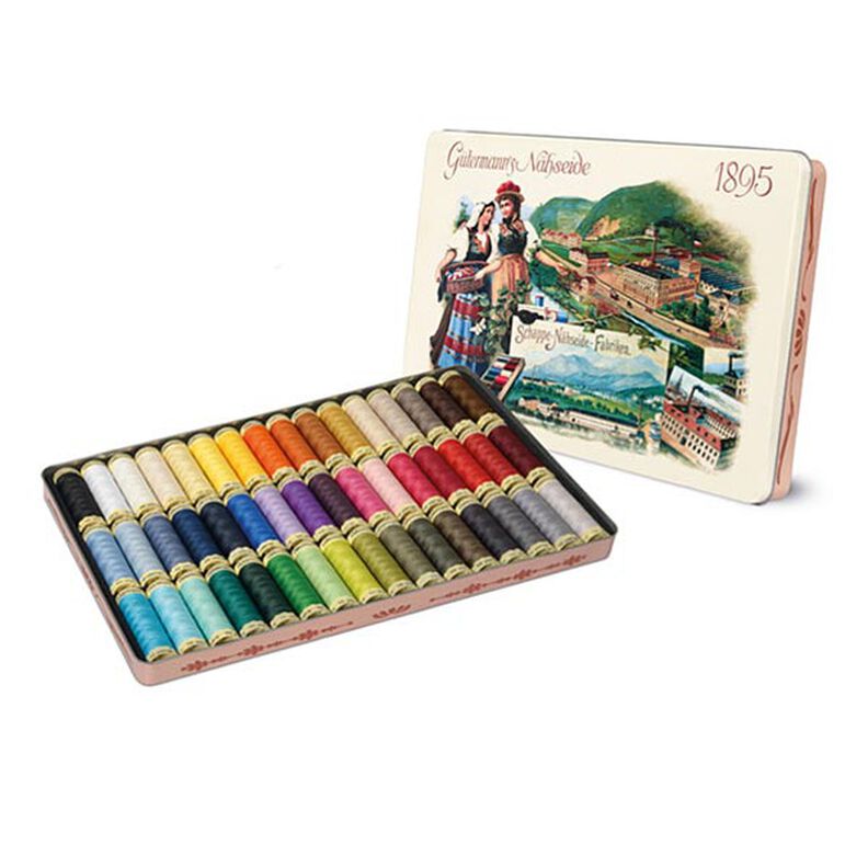 Nostalgi æske 1895 Sytrådssæt universaltråd [ 100m | 48 Styk | 22 x 19 x 2 cm ] | Gütermann creativ,  image number 1