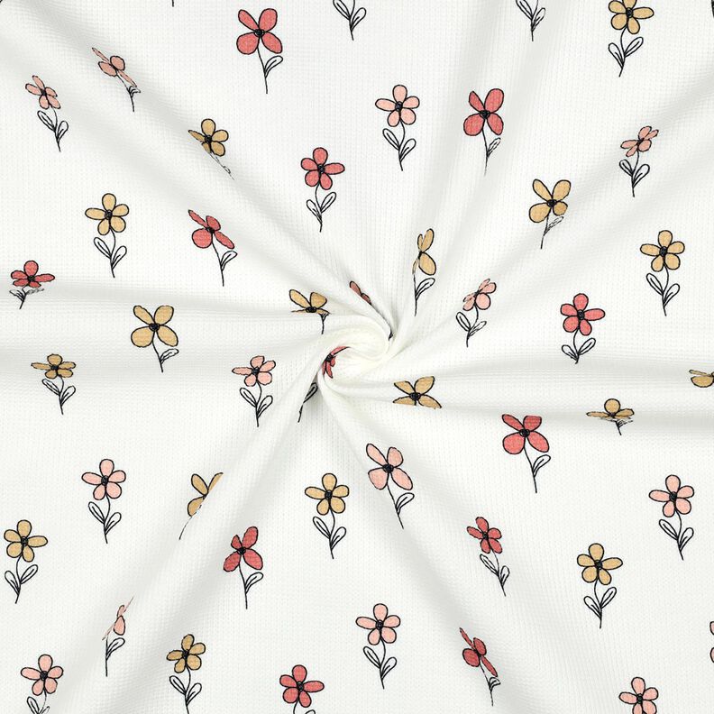 Vaflet jersey blomster | Poppy Fabrics – elfenben/apricot,  image number 3
