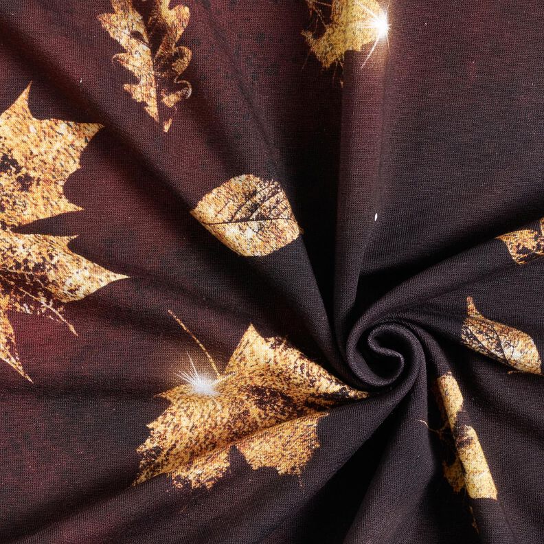 French Terry Gyldent efterår | Glitzerpüppi – bourgogne-farvet/guld,  image number 3