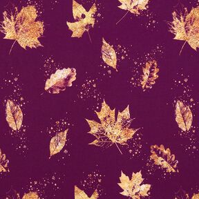 French Terry Gyldne efterårsblade | Glitzerpüppi – drue/guld, 