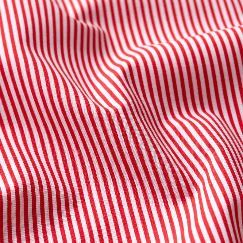 Bomuldspoplin Mini striber – rød/hvid,  image number 2