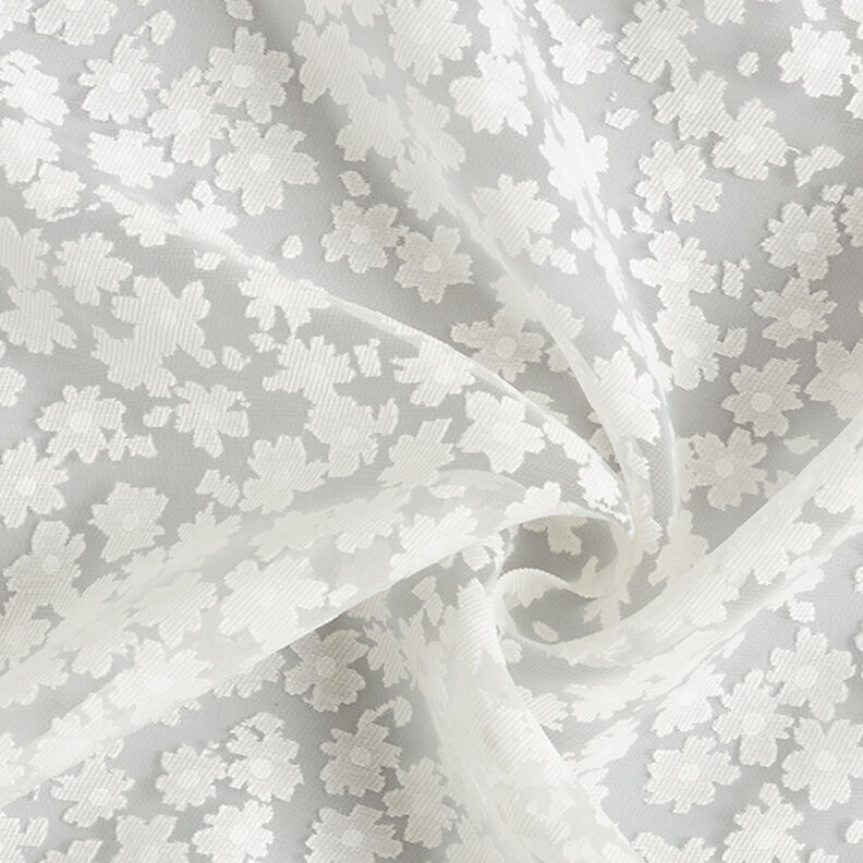 Organza ausbrenner-stof blomster – hvid,  image number 3