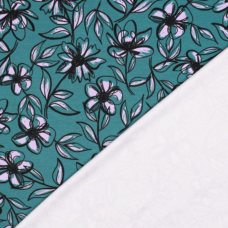 Romanit jersey Blomster &ndash; petrol/syren,  image number 4