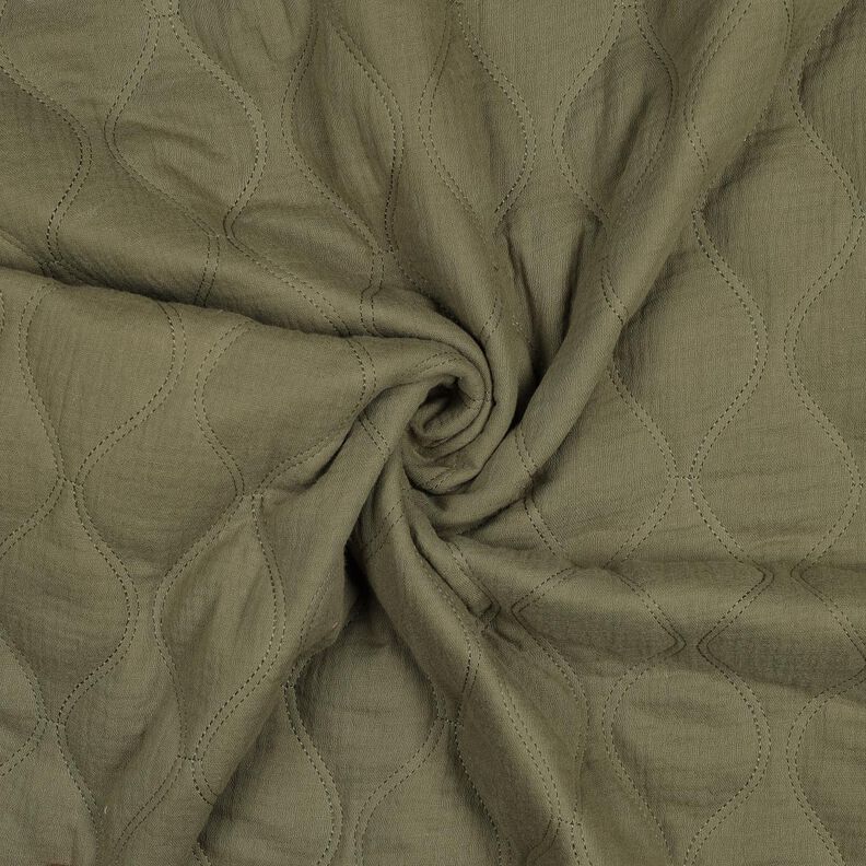 Quiltstof Musselin bølger – lys kaki,  image number 3