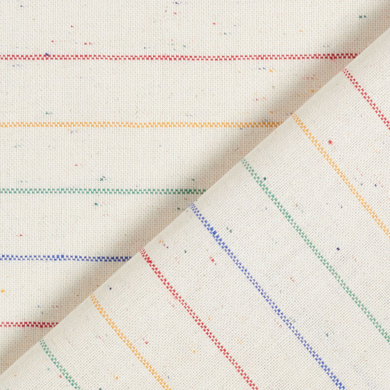 Dekorationsstof Halvpanama farverige striber – natur,  image number 5