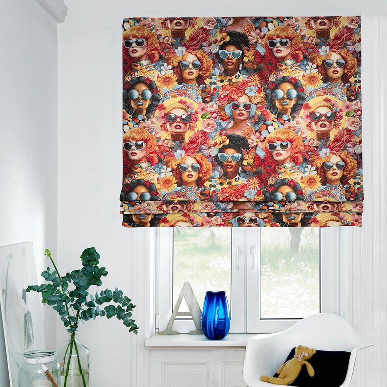 Dekorationsstof Gobelin famøse kvinder – karminrød/lysebeige,  image number 8