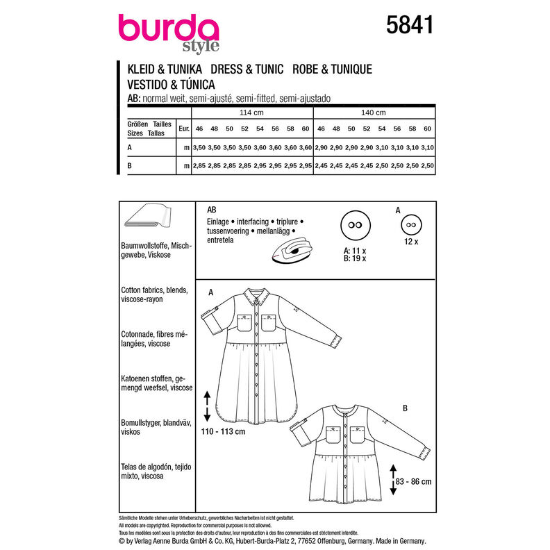 Plus-Size Kjole / Tunika | Burda 5841 | 46-60,  image number 9
