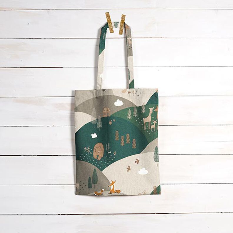 Dekorationsstof Halvpanama skovdyr – natur,  image number 6