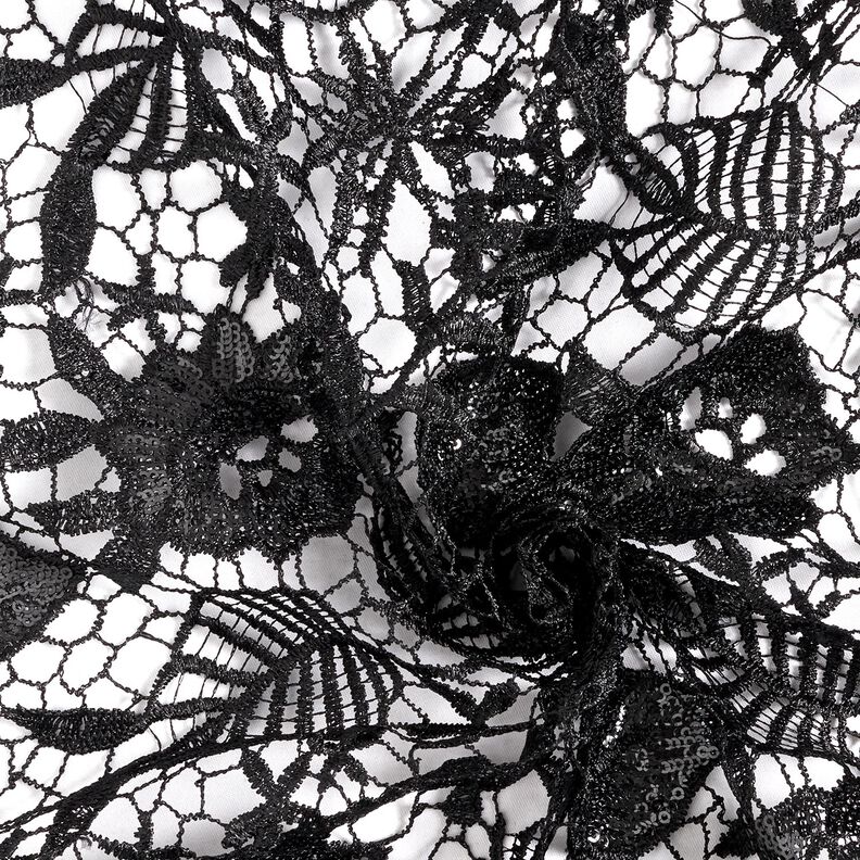 Blondestof med pailletter og bølgekant – sort,  image number 3