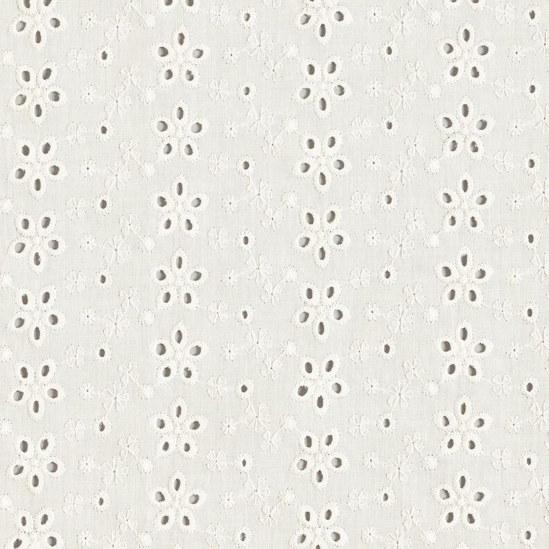 Bomuldsbatist Hulbroderi Blomsterækker – uldhvid,  image number 1