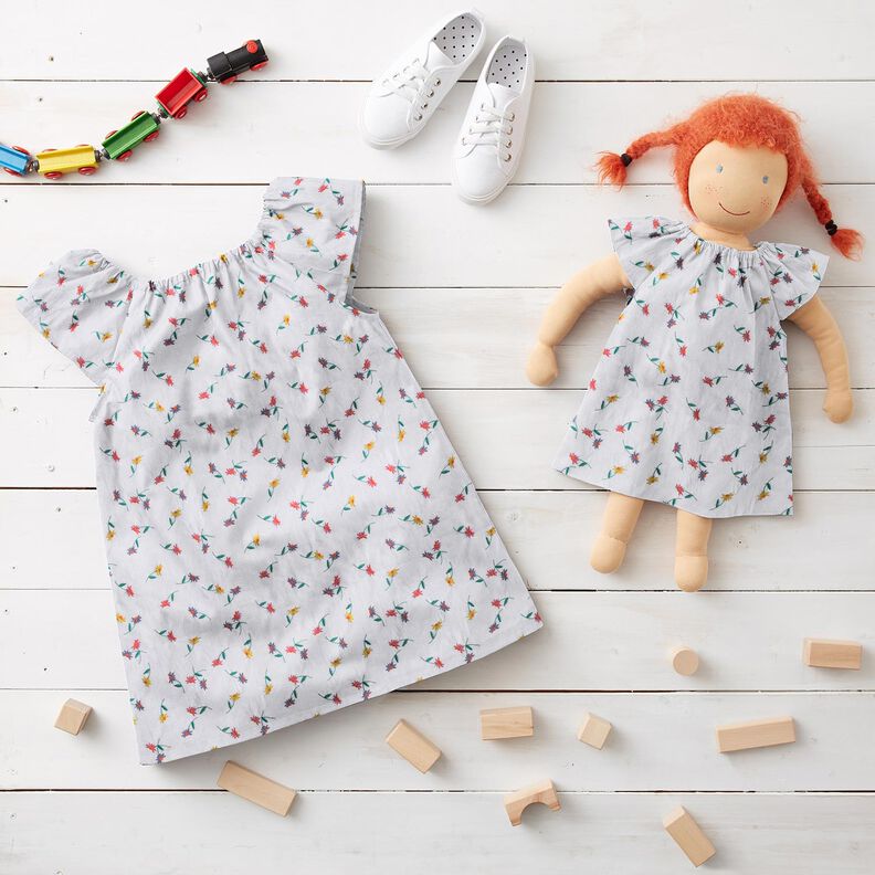 Fin bomuldsbatist broderede små blomster | Poppy Fabrics – hvid/neonorange,  image number 8