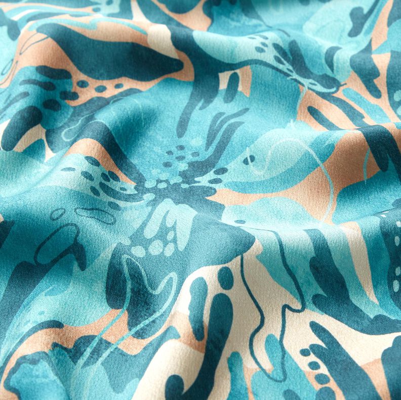 crepe-satin havblomster – azur/kanel,  image number 2