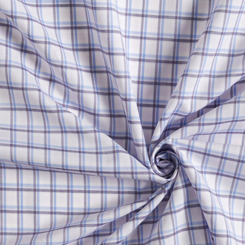 skjortestof med forskudte tern – hvid/lyseblå,  image number 3