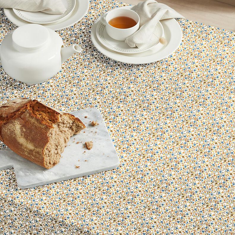 Bomuldsstof Cretonne spredte blomster – lysebeige/lysebrun,  image number 5