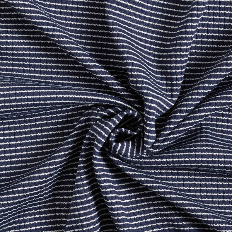Rib-jersey mini-striber – marineblå/hvid,  image number 4
