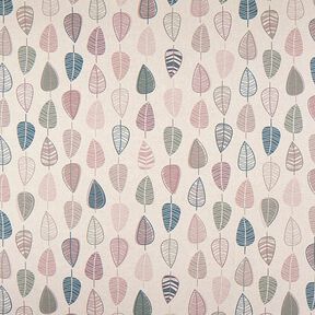Dekorationsstof Halvpanama Retro-blade – lys gammelrosa/natur, 