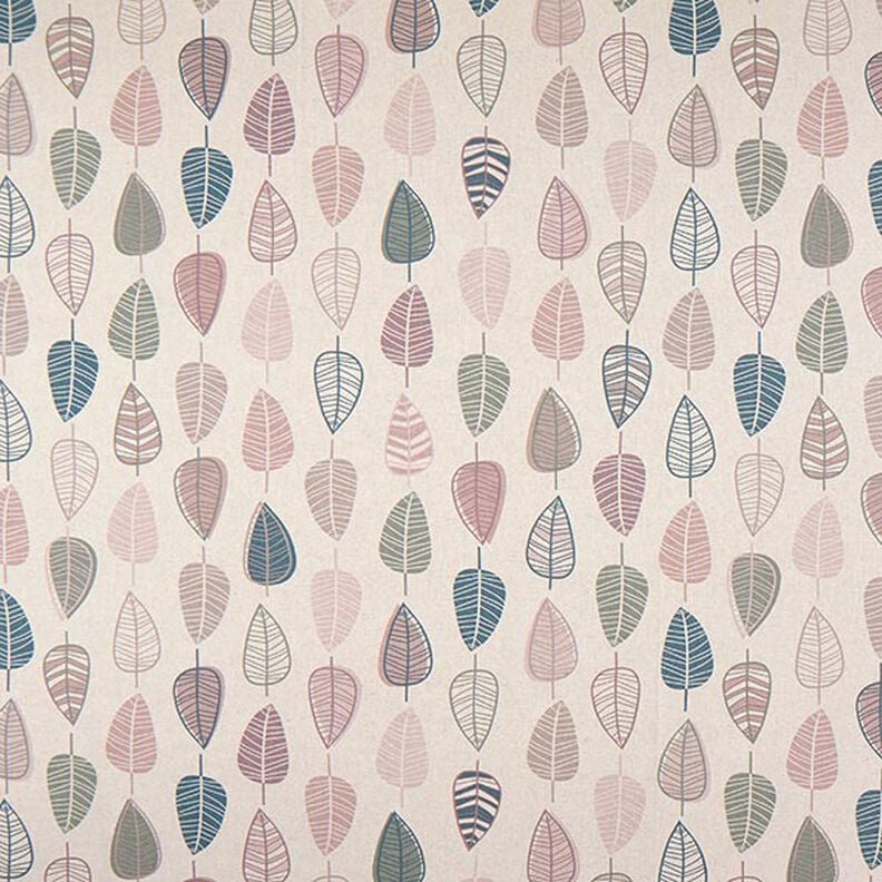 Dekorationsstof Halvpanama Retro-blade – lys gammelrosa/natur,  image number 1