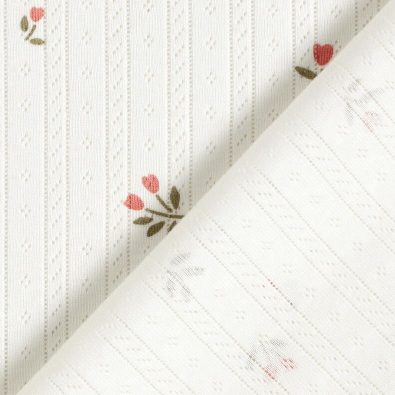 Ajour Bomuldsjersey tulipaner – elfenben,  image number 4