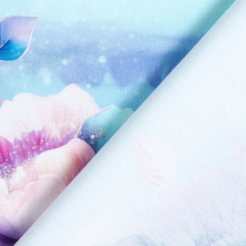 Bomuldsjersey sommerblomster | Glitzerpüppi  – himmelblå/lavendel,  image number 4