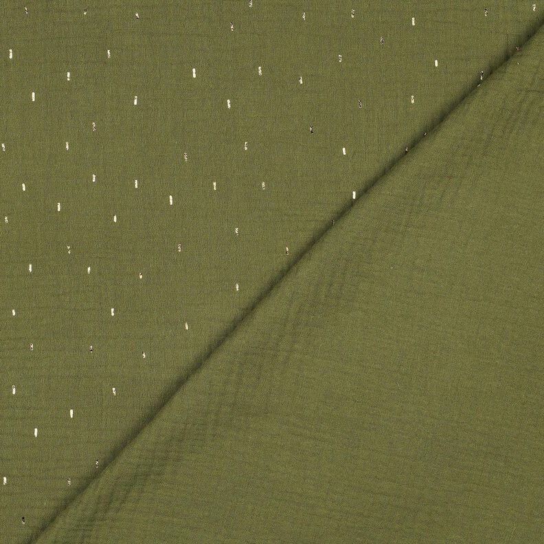 Musselin/Dobbelt-Crincle stof Firkant Folietryk | Poppy Fabrics &ndash; pinje/gold metallic,  image number 4